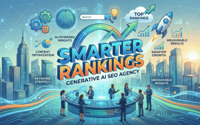 Generative AI SEO Agency dashboard showing keyword growth and content automation